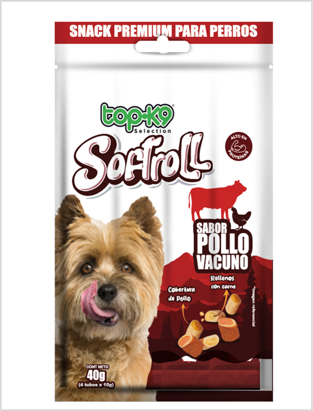 Snack Topk9 Softroll sabor pollo vacuno