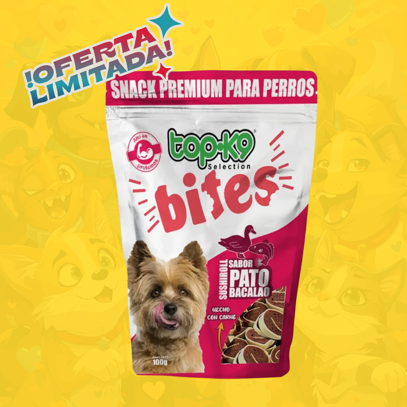 BITES TOP-K9 SUSHI ROLL SABOR PATO BACALAO 100GR
