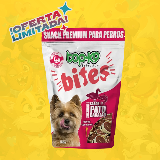 BITES TOP-K9 SUSHI ROLL SABOR PATO BACALAO 100GR