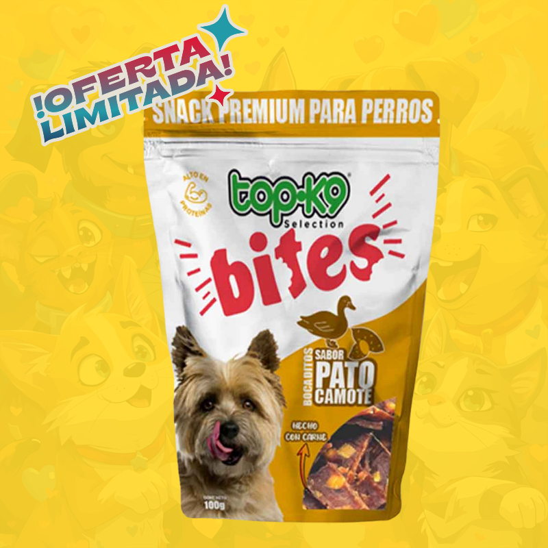 BITES TOP-K9 BOCADITOS PATO CAMOTE 100GR